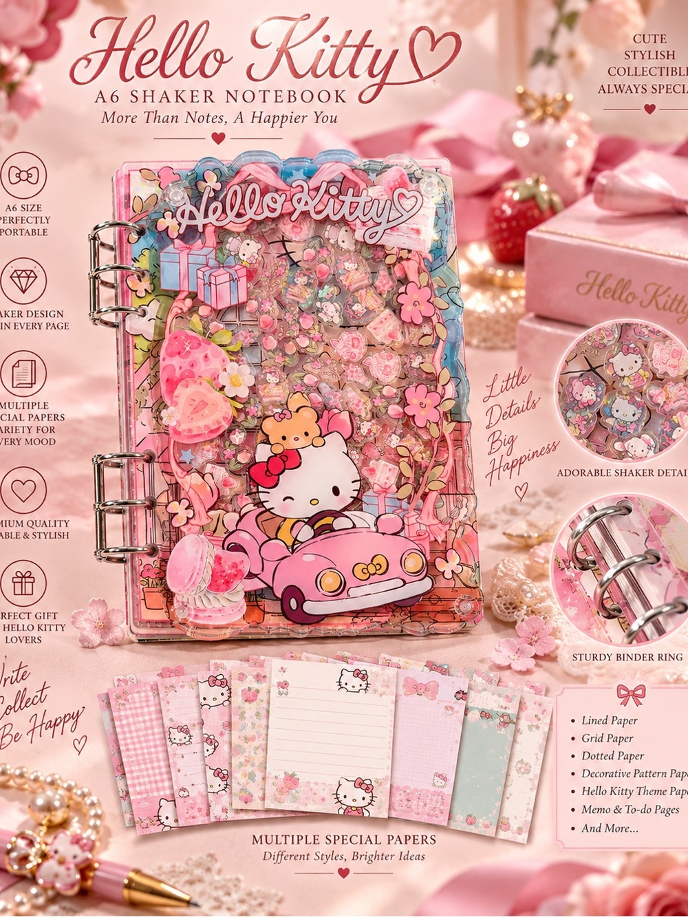 Hello Kitty A6 Shaker Notebook and Special Paper